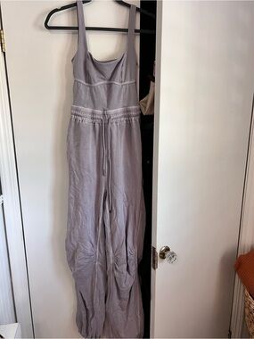 Free People Dusty Lavender Wide-Leg Drawstring Jumpsuit